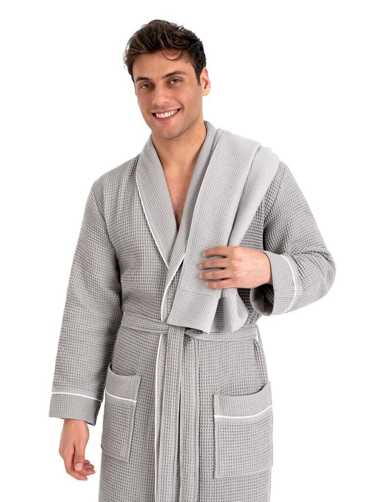 Torshon Pamuk Bornoz Salyaka Aleron Serisi Gri - XL