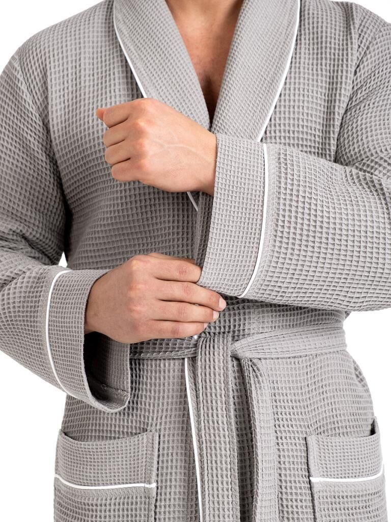 Torshon Pamuk Bornoz Salyaka Aleron Serisi Gri - XL