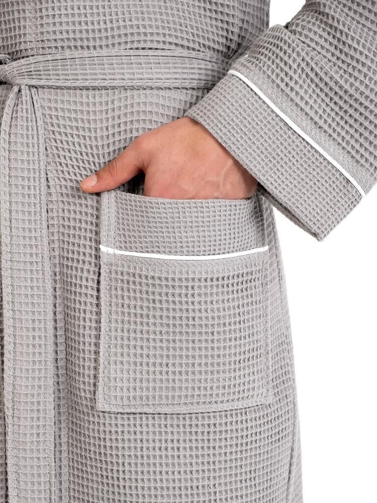 Torshon Pamuk Bornoz Salyaka Aleron Serisi Gri - XL