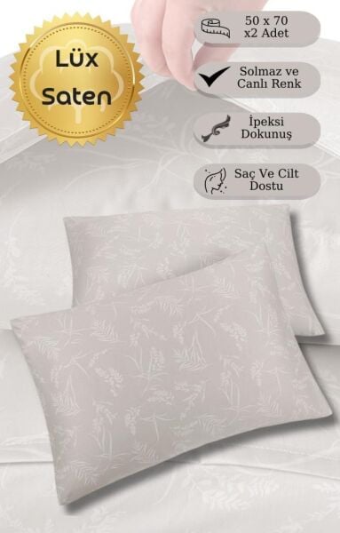 Yastık Kılıfı 2’li Saten Zarif Dokunuş Baskılı V3 - 50 X 70