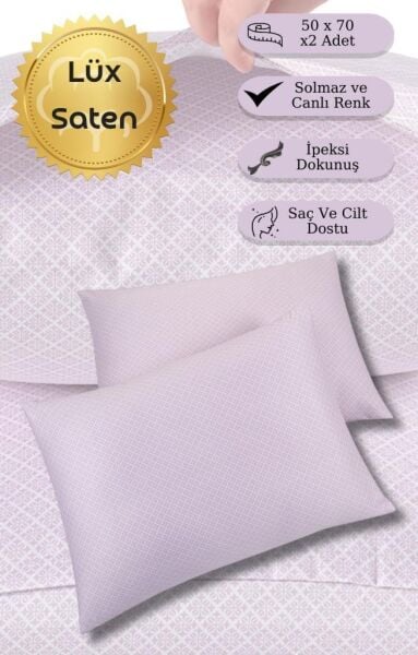 Yastık Kılıfı 2’li Saten Zarif Dokunuş Baskılı V6 - 50 X 70