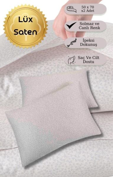 Yastık Kılıfı 2’li Saten Zarif Dokunuş Baskılı V12 - 50 X 70