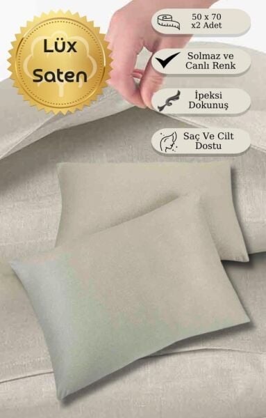 Yastık Kılıfı 2’li Saten Zarif Dokunuş Baskılı V8 - 50 X 70