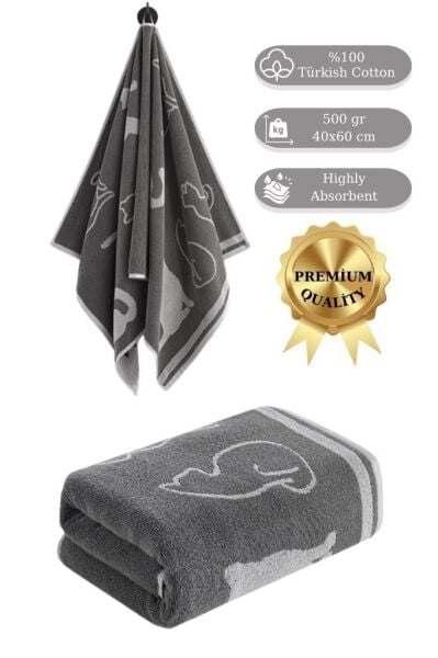 Cotton Havlu Kedi Desen Karna 500 Gr. 40x60 Cm Asorti-1 - 40 X 60