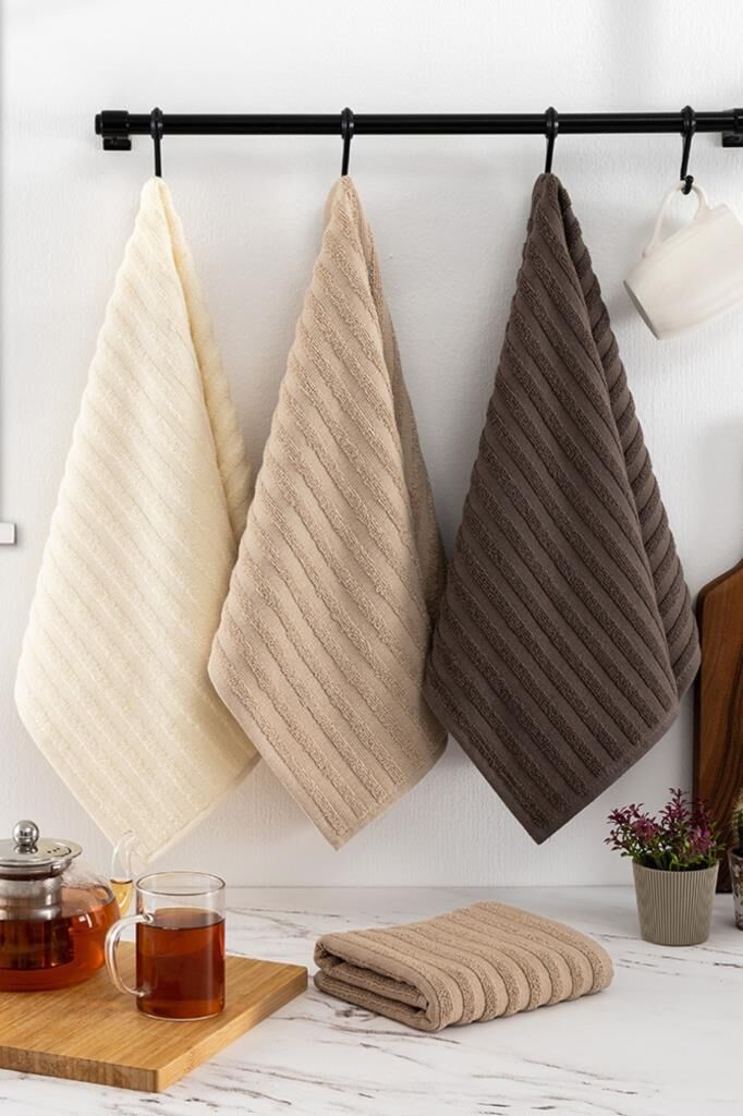 Mutfak Havlu Şal Seti 4 lü Ramla SoftLine Çizgili Dokuma Renkli - 40x65 cm Asorti-1 - 40 X 65