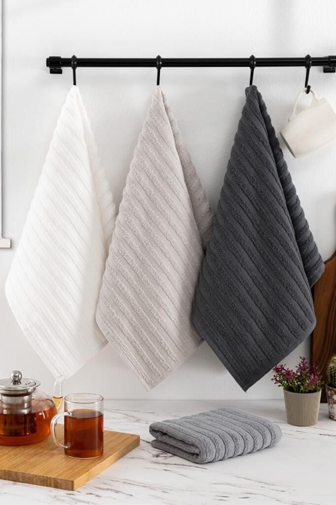 Mutfak Havlu Şal Seti 4 lü Ramla SoftLine Çizgili Dokuma Renkli - 40x65 cm Asorti-2 - 40 X 65