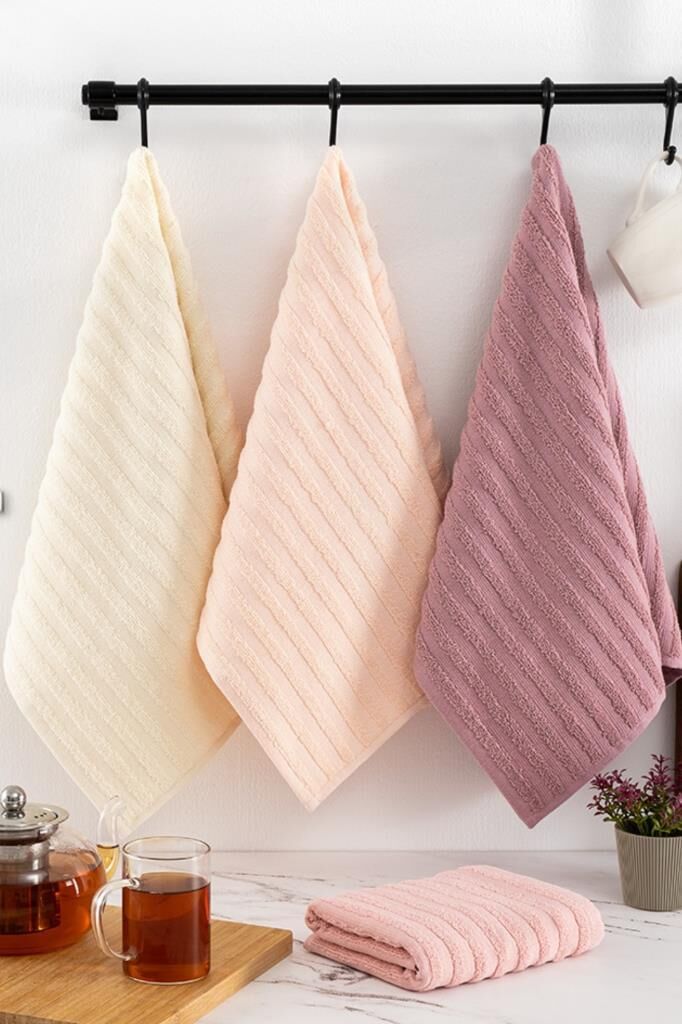 Mutfak Havlu Şal Seti 4 lü Ramla SoftLine Çizgili Dokuma Renkli - 40x65 cm Asorti-3 - 40 X 65