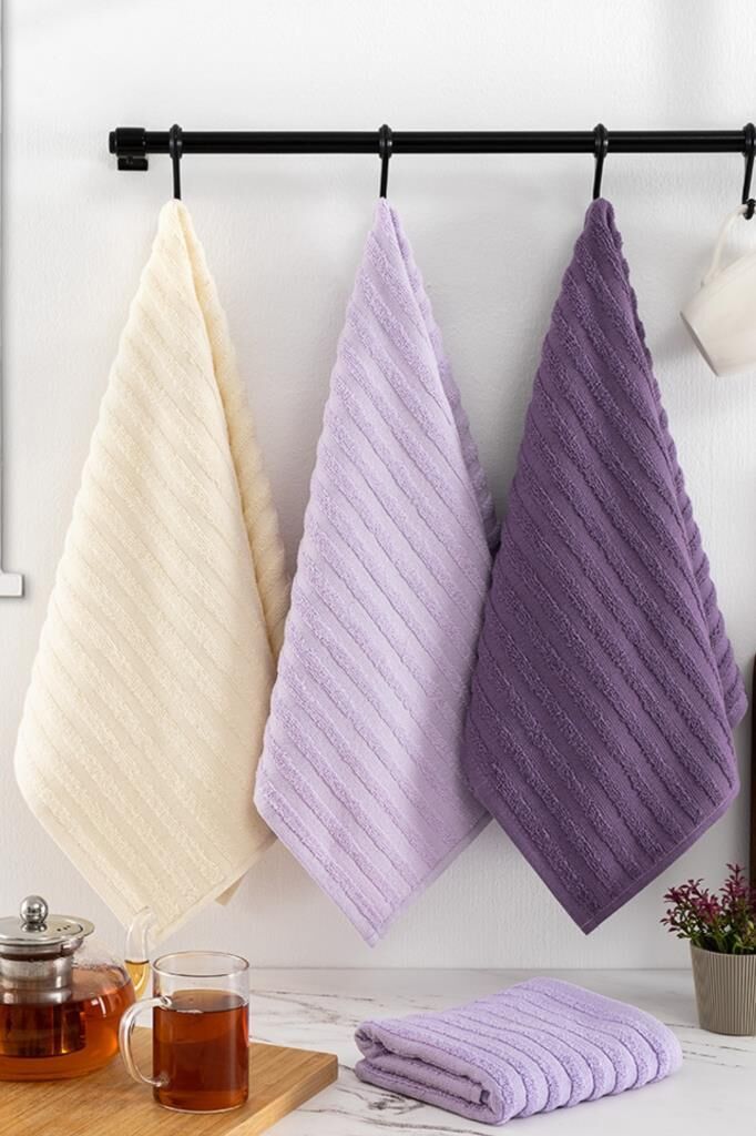 Mutfak Havlu Şal Seti 4 lü Ramla SoftLine Çizgili Dokuma Renkli - 40x65 cm Asorti-4 - 40 X 65