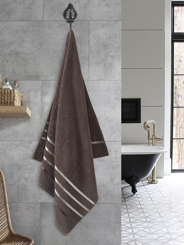 Pamuk Havlu Tekli Premium Bale Premium Kalite 70x140 Kahverengi