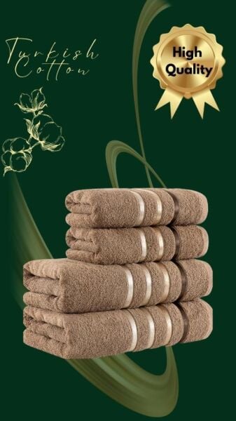 Banyo Havlu Seti 4 Lü Bale Premium - 70X140cm x2 / 50x90cm x2