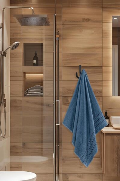 4 Lü Banyo Havlusu Seti Dora Indigo - 70X140cm x2 / 50x90cm x2