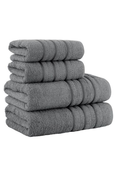 4 Lü Banyo Havlusu Seti Dora Gri - 70x140
