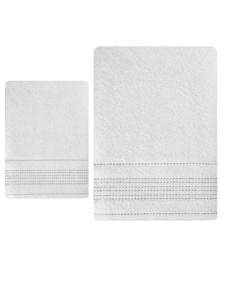 Pamuk Havlu Takımı 2 li Ladin 50x90/70x140 cm Beyaz - 50 X 90