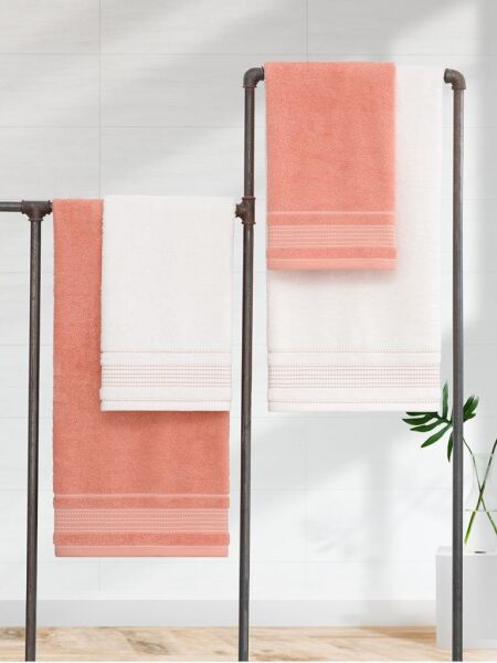 Premium 4 lü Havlu Seti Ladin 70x140 / 50x90 50 X 90 - Krem-Şampanya