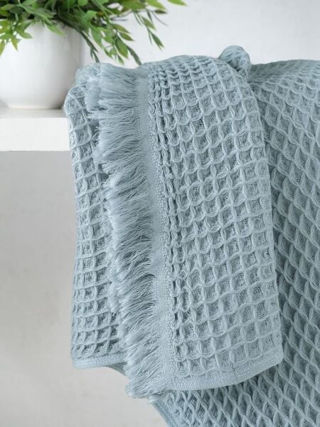Gofre Dokulu Pamuk Havlu Takımı Yumuşak ve Hızlı Kuruyan 70x140 Turkuaz - 70 X 140
